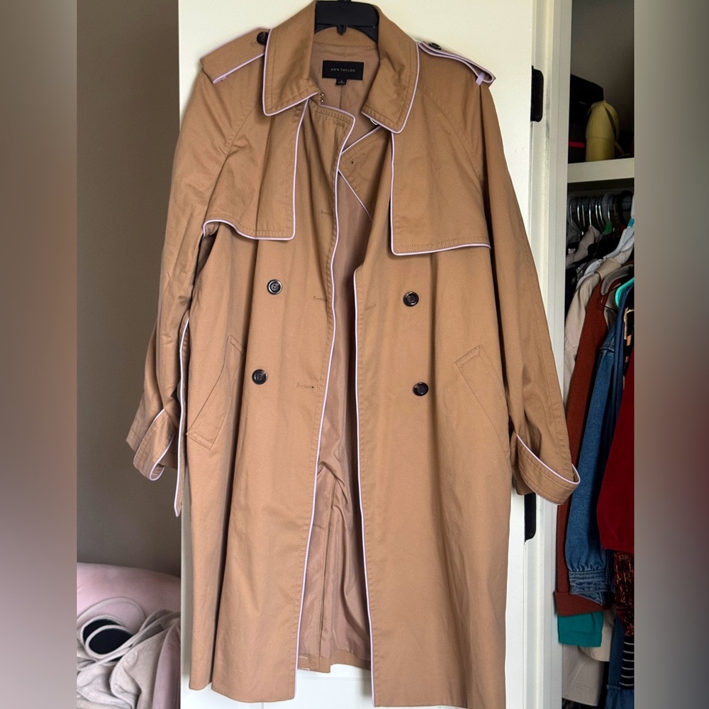 Plus Size Trench Coat - Ann Taylor Belt Trench Coat in Khaki